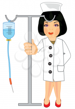 Vector illustration of the girl of the physician with instrument drop counter in hand