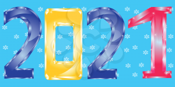 Winter festive background with snowflake and numeral approaching new Year