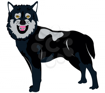 Vector illustration of the cartoon of the ravenous wildlife wolf