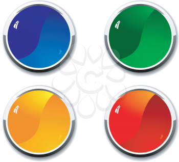 Royalty Free Clipart Image of Different Coloured Shiny Buttons