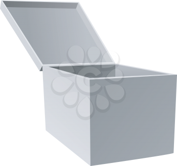 Royalty Free Clipart Image of a Gray Box With the Lid Open