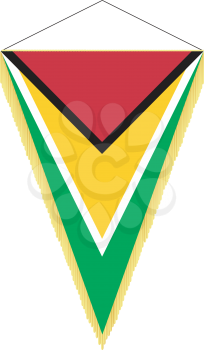 Royalty Free Clipart Image of a Pennant With the National Flag of Guyana