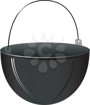 Royalty Free Clipart Image of a Metal Round Pot With a Handle