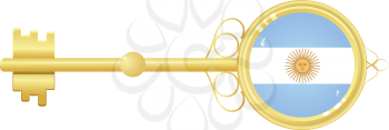Royalty Free Clipart Image of a Golden Key Representing Argentina