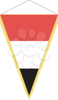 Royalty Free Clipart Image of a Pennant with the National Flag of Yemen