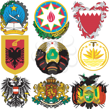 Royalty Free Clipart Image of a Variety of Coats of Arms