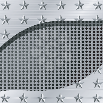 Royalty Free Clipart Image of a Metal Plate Designed With Stars and Small Holes