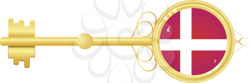 Royalty Free Clipart Image of a Golden Key From Denmark