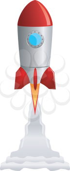 Royalty Free Clipart Image of a Rocket Taking Off