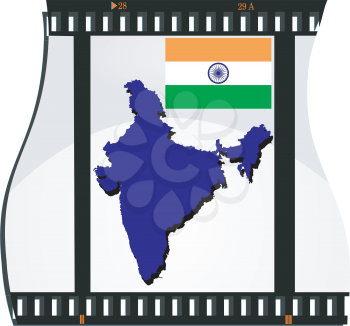 Royalty Free Clipart Image of a Negative Photo Clip Of a Map of India