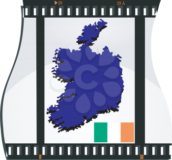 Royalty Free Clipart Image of a Film Strip With a Map of Ireland