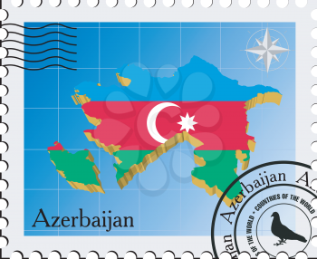 Royalty Free Clipart Image of a Stamp of Azerbaijan