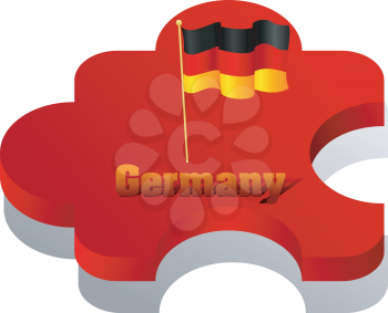 Royalty Free Clipart Image of a Jigsaw Puzzle Piece With a Flag and Text of Germany