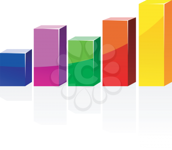 Royalty Free Clipart Image of Different Sized and Coloured Blocks Symboling Growth in the Workplace