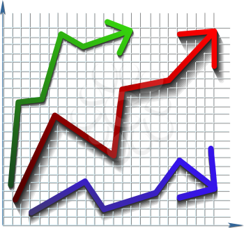 Royalty Free Clipart Image of a Chart With Arrows Representing Growth