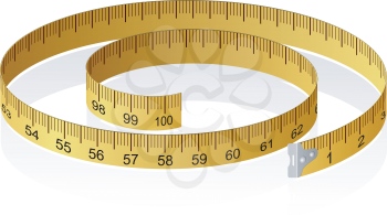 Royalty Free Clipart Image of a Measuring Tape on a White Background
