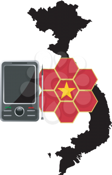 Royalty Free Clipart Image of a Representation of Communications in Vietnam
