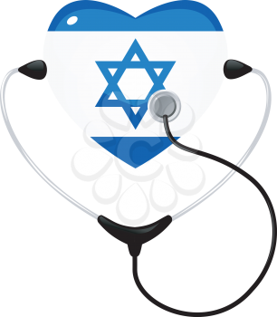 Royalty Free Clipart Image of a Stethescope With an Israeli Symbol