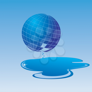 Royalty Free Clipart Image of a World Globe Leaking Water