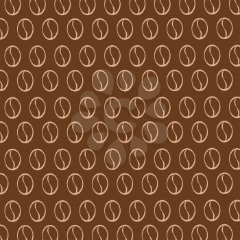 Royalty Free Clipart Image of Coffee Beans in a Pattern on a Brown Background