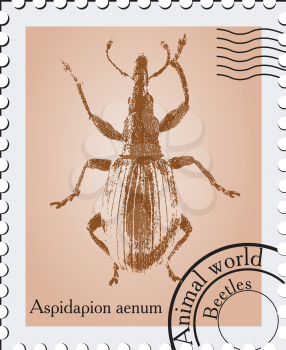 Royalty Free Clipart Image of a Stamp With a Silhouette of a Beetle