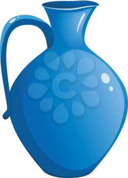 Royalty Free Clipart Image of a Blue Ceramic Pitcher