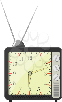 Royalty Free Clipart Image of a Old Fashioned Desk Clock with Antennas on Top
