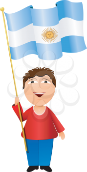 Royalty Free Photo of a Boy Holding an Argentina Flag