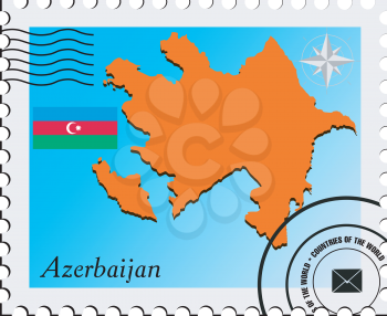 Royalty Free Clipart Image of a Stamp with the Maps of Azerbaijan 