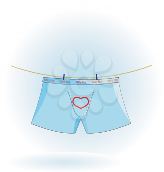 Royalty Free Clipart Image of a Pair of Men's Underwear on a clothesline