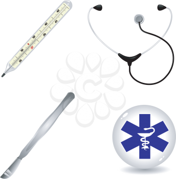 Royalty Free Clipart Image of Healthcare Items and Symbols