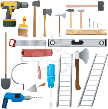 Royalty Free Clipart Image of a Yard and Shop Tools