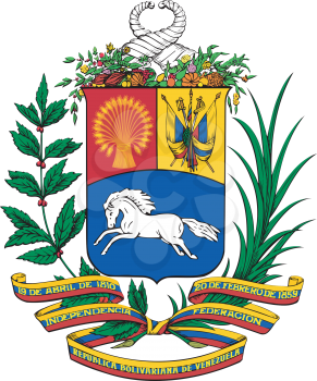 Royalty Free Clipart Image of a Coat of Arms Emblem for Venezuela