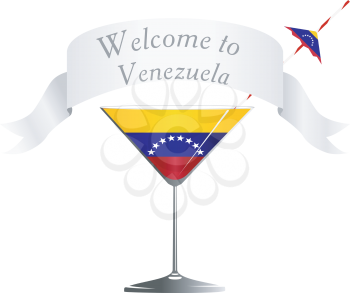 Vector glass with national symbolics Venezuela 