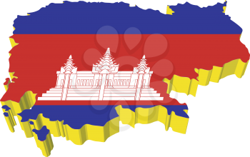 vectors 3D map of Cambodia