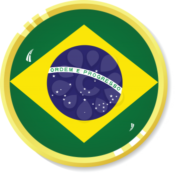 Vector  button with flag Brazil