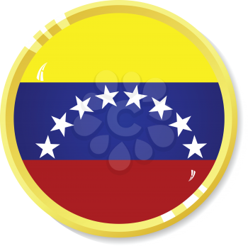 Vector  button with flag Venezuela