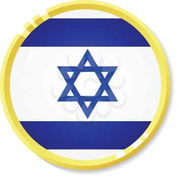 Vector  button with flag Israel