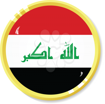 Vector  button with flag Iraq