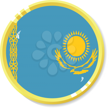 Vector  button with flag Kazakhstan