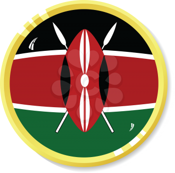 Vector  button with flag Kenya
