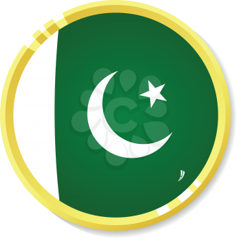 Vector  button with flag Pakistan