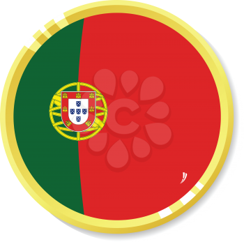 
Vector  button with flag Portugal
