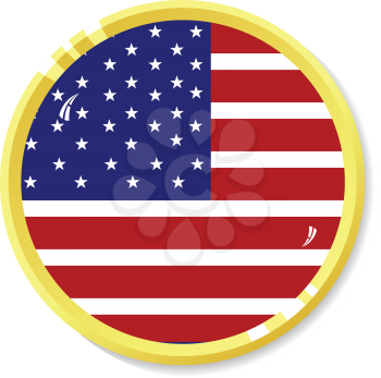 Vector  button with flag United States