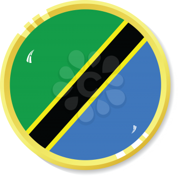 
Vector  button with flag Tanzania