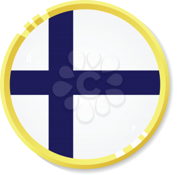 
Vector  button with flag Finland