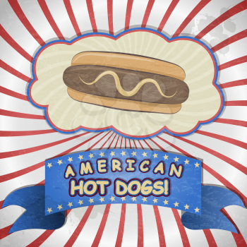 Vintage card with a picture hot dog. eps10