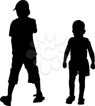 Vector silhouettes of two boys