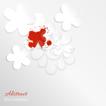 Paper floral background with red spot