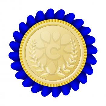 Gold medallion with blue ribbon